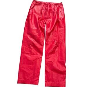 Nannell Red Genuine Leather Pants Women’s Medium